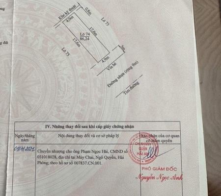 Đất 86m2 mặt trục chính khu TĐC Đằng Hải 2, Q Hải An